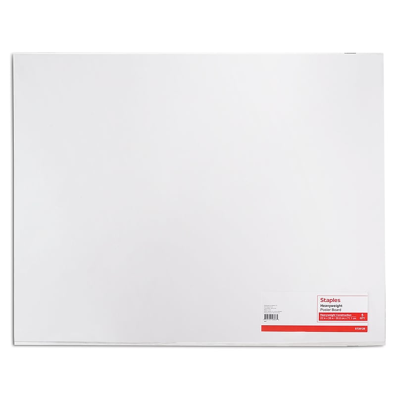 Staples Poster Board, 22" x 28" White, 10/Pack (28126) image 1