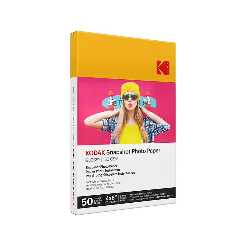 Kodak Snapshot Glossy Photo Paper, 4" x 6", 50 Sheets/Pack (41304) image 1
