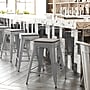 Flash Furniture Kai Indoor-Outdoor Backless Counter Height Stool, Silver with Gray Seat (CH3132024SILP2G)~#|#~6D9E698D-7E2A-44A8-BD4E71F316CE4A1A_sc7