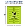 Avery Printable Rectangle Multipurpose Labels, 1" x 2-5/8", Bright Green, 160/Pack (94201)~#|#~6D9EC19D-5566-4116-A865BD34F36574C2_sc7