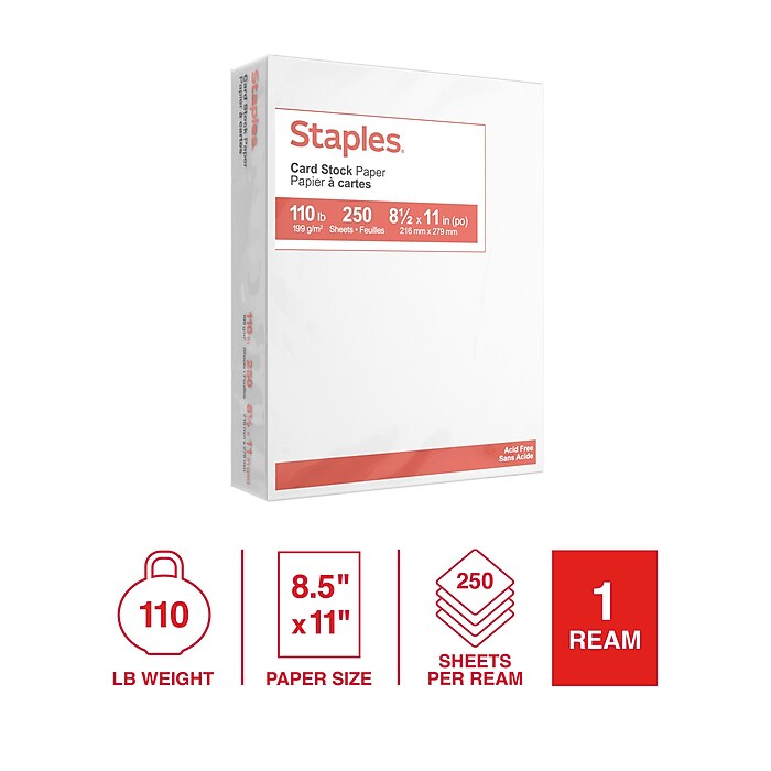 紙 Staples 110 lb. Cardstock Paper, 8.5