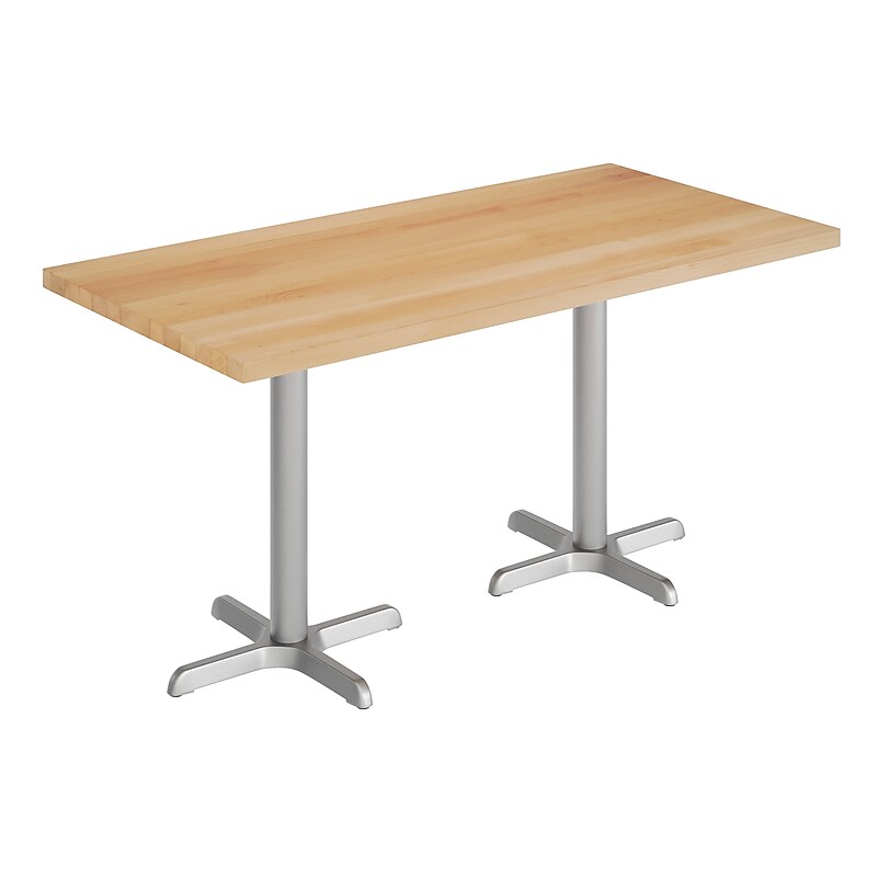 Flash Furniture Bennett Wooden Commercial Indoor Table, 30" x 60", Natural Top/Silver Base (GSF3060NTT2222S) image 1
