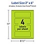 Avery Laser/Inkjet Multipurpose Rectangle Labels, 2" x 6", Bright Green, 40/Pack (94242)~#|#~6DAB94BA-E99D-4763-B60EBA904A497A72_sc7