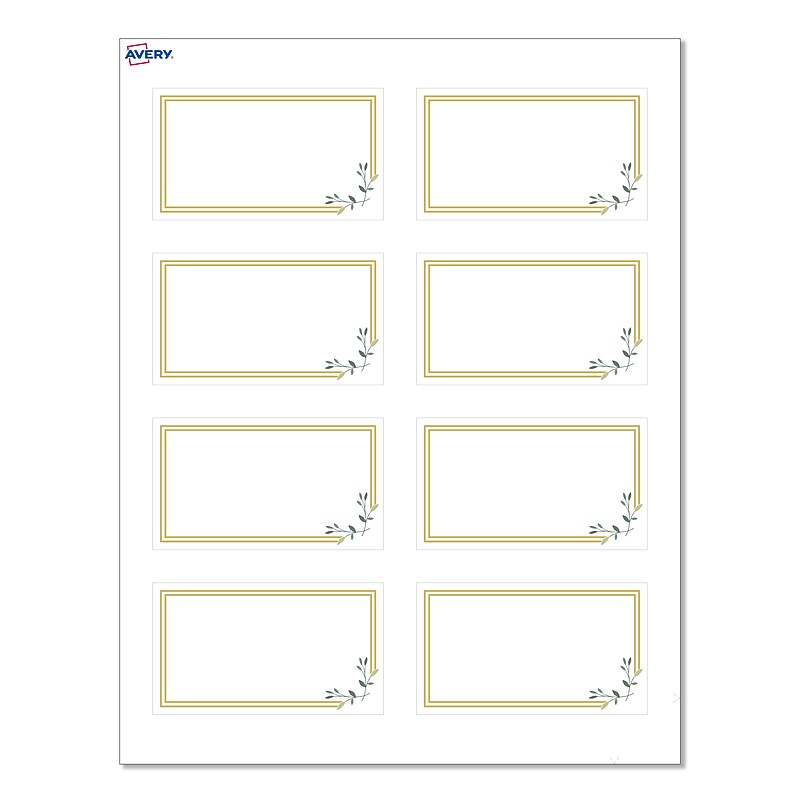 Avery Double Gold Border w/ Florals Matte Blank Card, White, 80/Pack (S00-D2Q) image 1