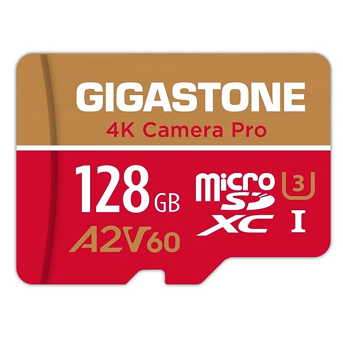 Gigastone 128GB Micro SD Card with Adapter, Class V60, 120/80 MB/s 