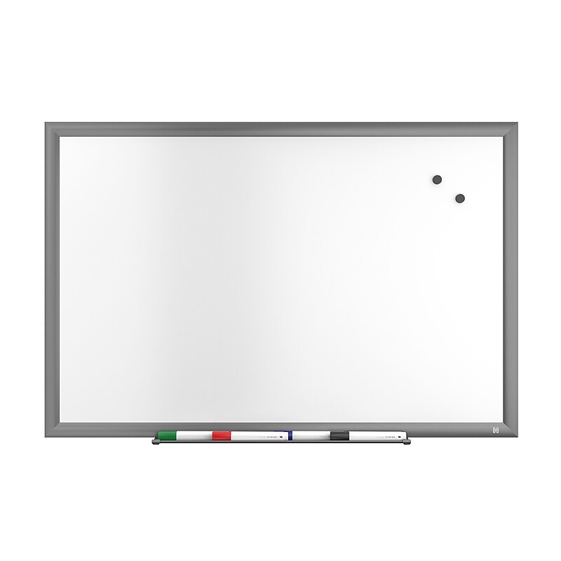 TRU RED™ Magnetic Porcelain Dry Erase Board, Gunmetal Frame, 3' x 2' (TR61184) image 1