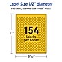 Avery Laser/Inkjet Round Multipurpose Labels, 0.5" Dia., Bright Yellow, 6160/Pack (94503)~#|#~6DC958DA-AC82-44AE-87498FB9083E776C_sc7