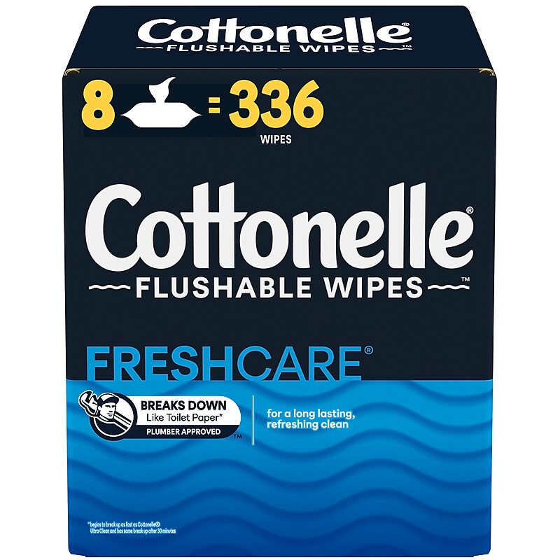 Cottonelle FreshCare Flushable Wipes, White, 42 Sheets/Pack, 8 Packs/Carton (51826) image 1