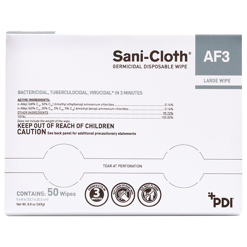 PDI Sani-Cloth AF3 Disinfecting Wipes, 50 Wipes/Pack, 10 Packs/Carton (H59200) image 1