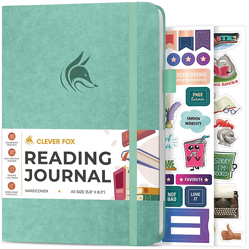 Clever Fox Reading Hardcover Guided Journal, 5.83" x 8.43", Mint Cream (8N-1U0M-T26S) image 1