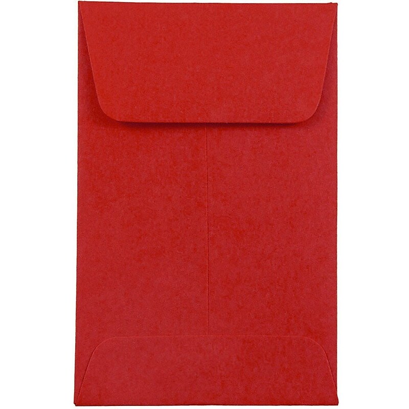 JAM Paper #1 Coin Envelopes, 2 1/4" x 3 1/2", Ruby Red, 25/Pack (900967818) image 1