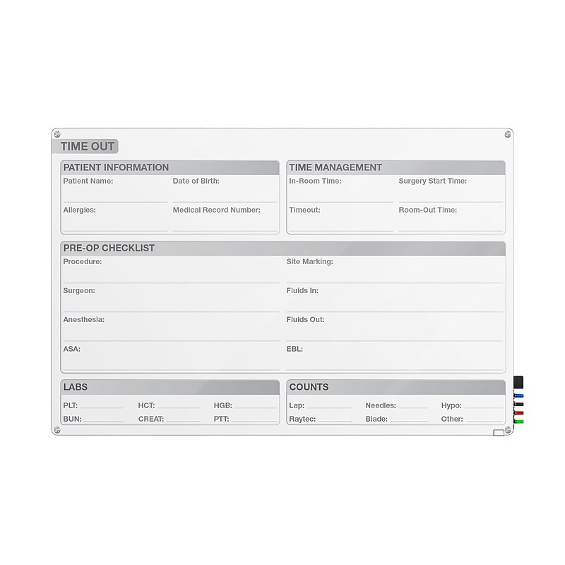 Ghent Aria OR Time Out Glass Dry-Erase Whiteboard, 18'H x 24'W (GRPARIASN12T-18) image 1
