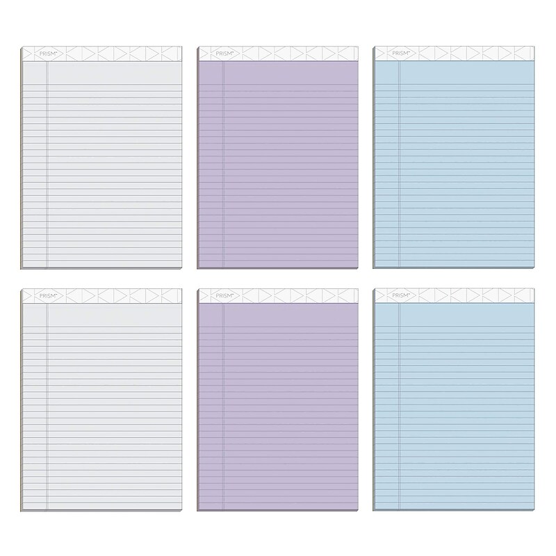TOPS Prism Notepad, 8.5" x 11.75", Wide Ruled, Assorted, 50 Sheets/Pad, 6 Pads/Pack (TOP63116) image 1