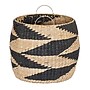 Household Essentials Large Round Woven Basket with Handles in Handwoven Cattail and Paper Fibers, Natural/Black (HHML-6704)~#|#~6DEC7871-37CD-4CBE-A78F8096EE755CB9_sc7