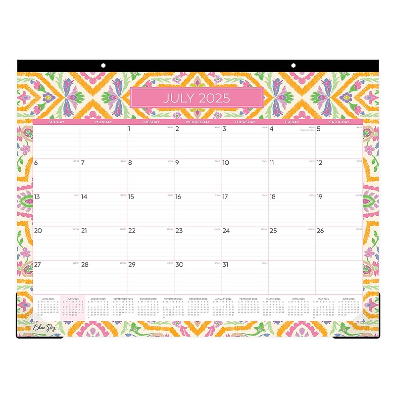 2025-2026 Blue Sky Bessa 22" x 17" Academic Monthly Desk Pad Calendar, Multicolored (155784) image 1