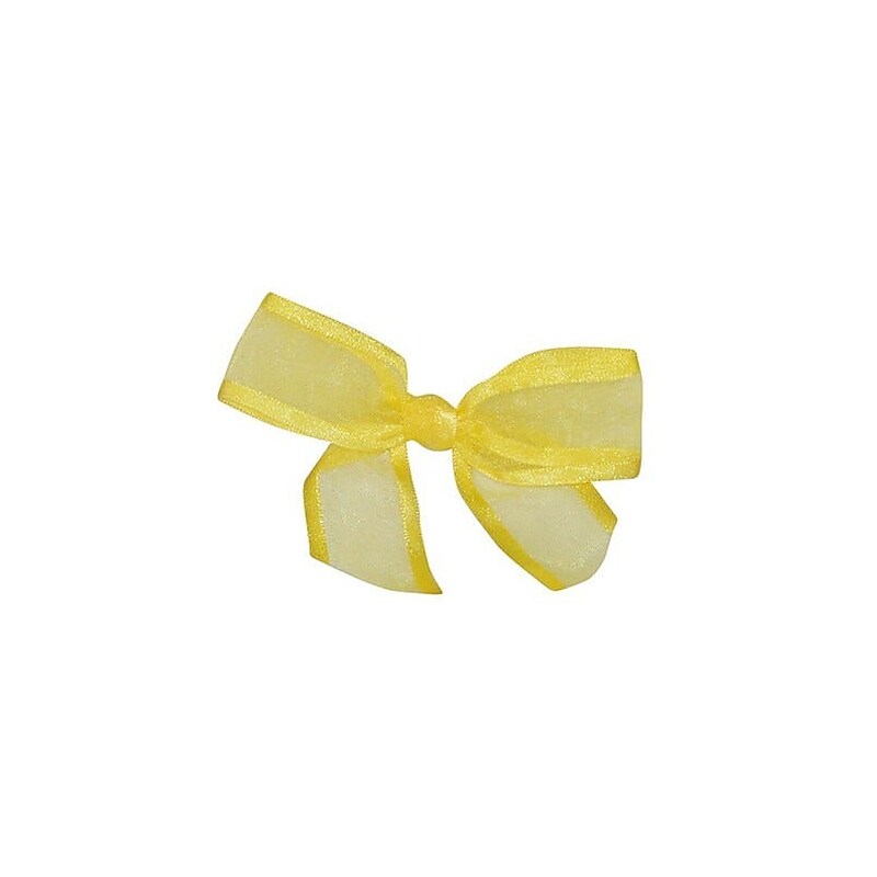 JAM Paper Sheer Satin Bows, Yellow Sheer, 100/Pack (52640349154) image 1