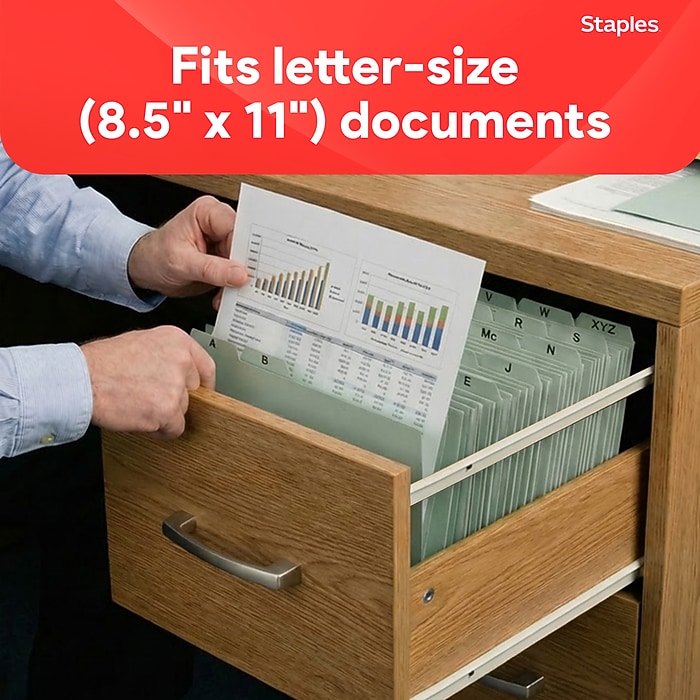 Staples® A-Z Index File Guide, Letter Size, Gray/Green, 25/Set