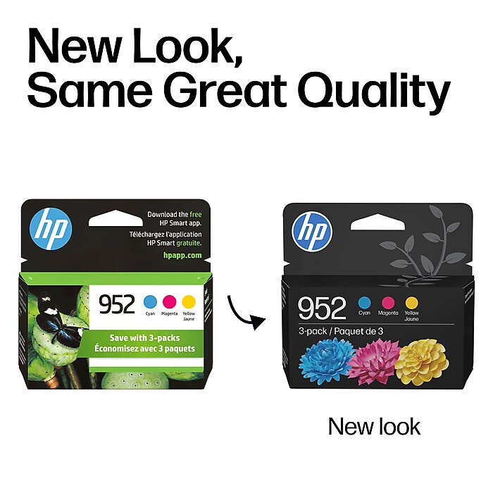 HP 952 Cyan/Magenta/Yellow Standard Yield Ink Cartridge, 3/Pack