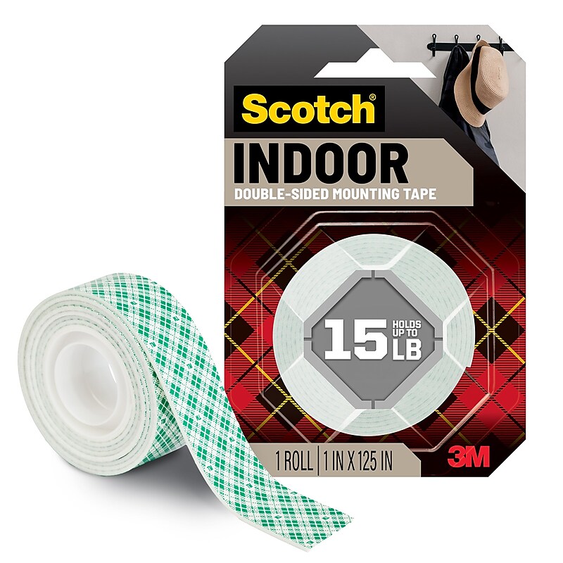 Scotch Double-Sided Indoor Mounting Tape, 1" x 3.47 yds, White, 1 Roll/Pack (314S-MED) image 1