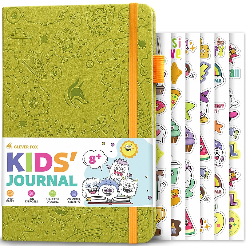 Clever Fox Kids' Hardcover Guided Journal, 5.8" x 8.3", Multicolored (CF-KJ-APPLGRN) image 1