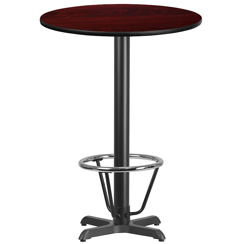 Flash Furniture 30" Round Laminate Table Top with 22" x 22" Bar-Height Table Base, Mahogany (XURD30MAT22B3F) image 1