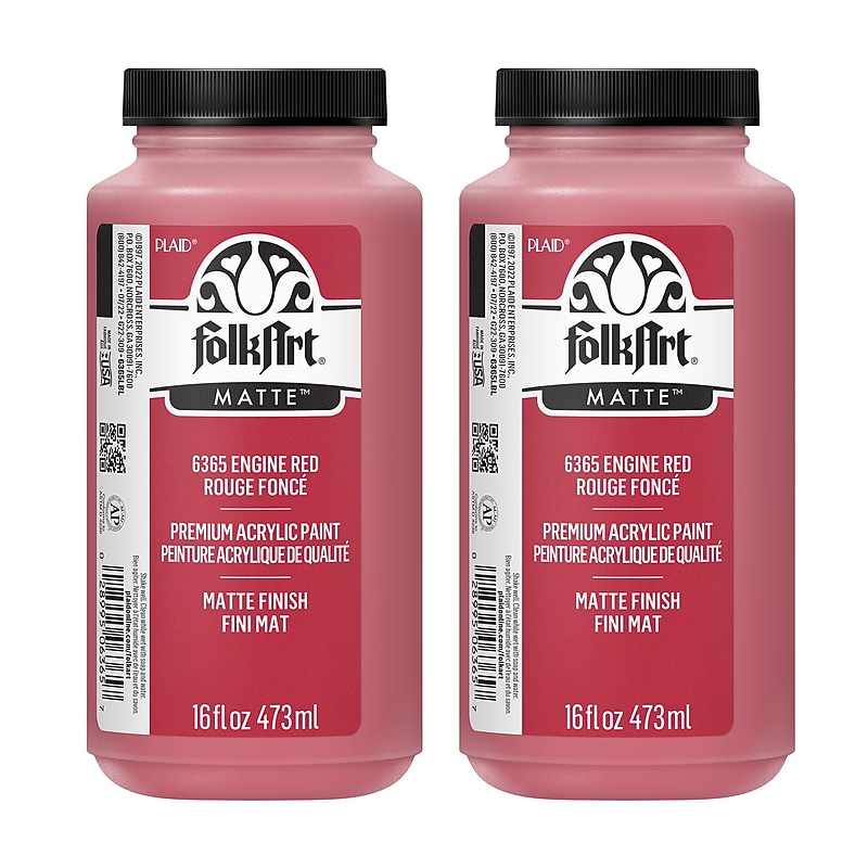 FolkArt Acrylic Paint Matte, 16oz., Engine Red, 2/Pack (FLK6365-2) image 1