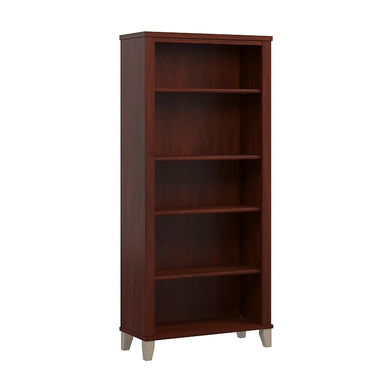 Bush Furniture Somerset 65" 5-Shelf Bookcase with Adjustable Shelves, Hansen Cherry Laminate (WC81765) image 1