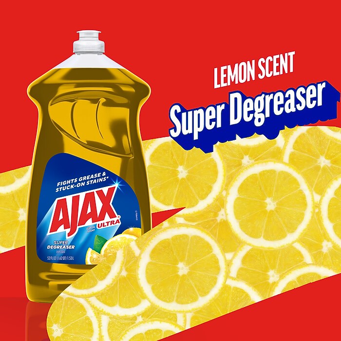 Ajax Ultra Super Degreaser Liquid Dish Soap, Lemon Scent, 52 oz