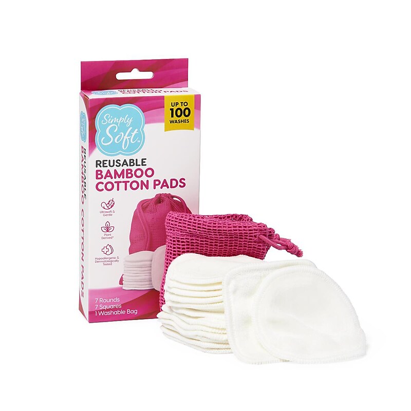 Medline Simply Soft Reusable Bamboo Cotton Pad Kit, Small, White, 14 Pieces/Kit, 24 Kits/Carton (RSS30001) image 1