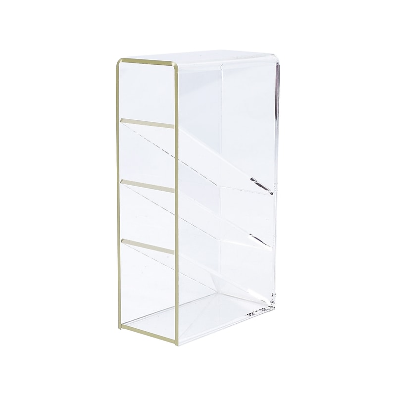 Three by Three 3-Compartment Acrylic Compartment Storage, Clear/Gold (38014) image 1