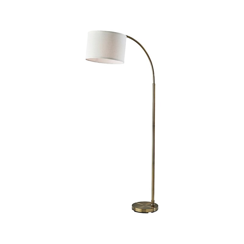 Simplee Adesso Jace 64" Antique Brass Floor Lamp with Off-White Drum Shade (SL1145-21) image 1