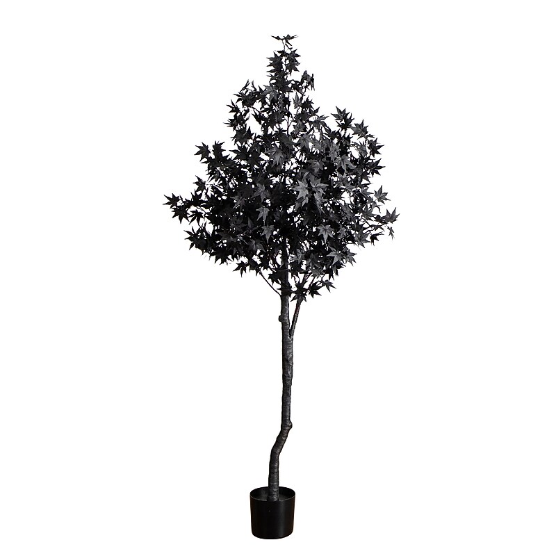 Nearly Natural Pre-Lit Artificial Halloween Black Maple Tree, 6' (T5219) image 1