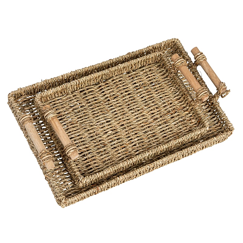 Household Essentials Handwoven Seagrass Rectangular Tray Set (HE1181) image 1