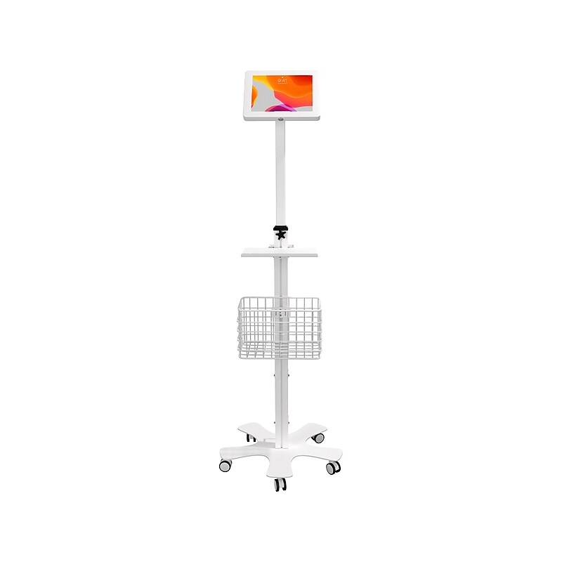 CTA Digital Adjustable iPad Medical Mobile Floor Stand, White (PAD-MFS) image 1