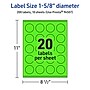 Avery Circle Multipurpose Labels, 1-5/8" Dia., Neon Green, 200/Pack (94507)~#|#~6E272430-3332-4C02-9AAF4A77AB27767C_sc7