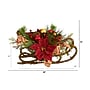 Nearly Natural Artificial Christmas Sleigh with Poinsettia, Berries and Pinecone Arrangement, 18" (A1859)~#|#~6E2A8C4D-1AA8-44CF-B095D2D18B3A2942_sc7