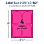 Avery Laser/Inkjet Arched Multipurpose Labels, 4.75" x 3.5", Neon Magenta, 40/Pack (94600)~#|#~6E2EE320-ABE3-40EB-A196CA7558447047_sc7