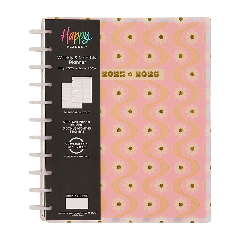 2025-2026 The Happy Planner Pastel Petals 10.125" x 11.5" Academic Year Weekly & Monthly Planner, Plastic Cover (PD0021B003) image 1