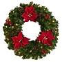 Nearly Natural Poinsettia, Berry and Pinecone Artificial Wreath, 24" (W1301)~#|#~6E32D1B4-DDE0-42C3-84A24FE1439BAA57_sc7