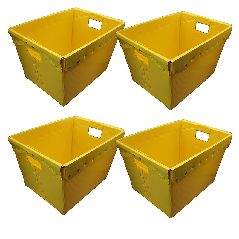Flipside 44 Qt. Storage Tote, Yellow, 4/Pack (40142) image 1