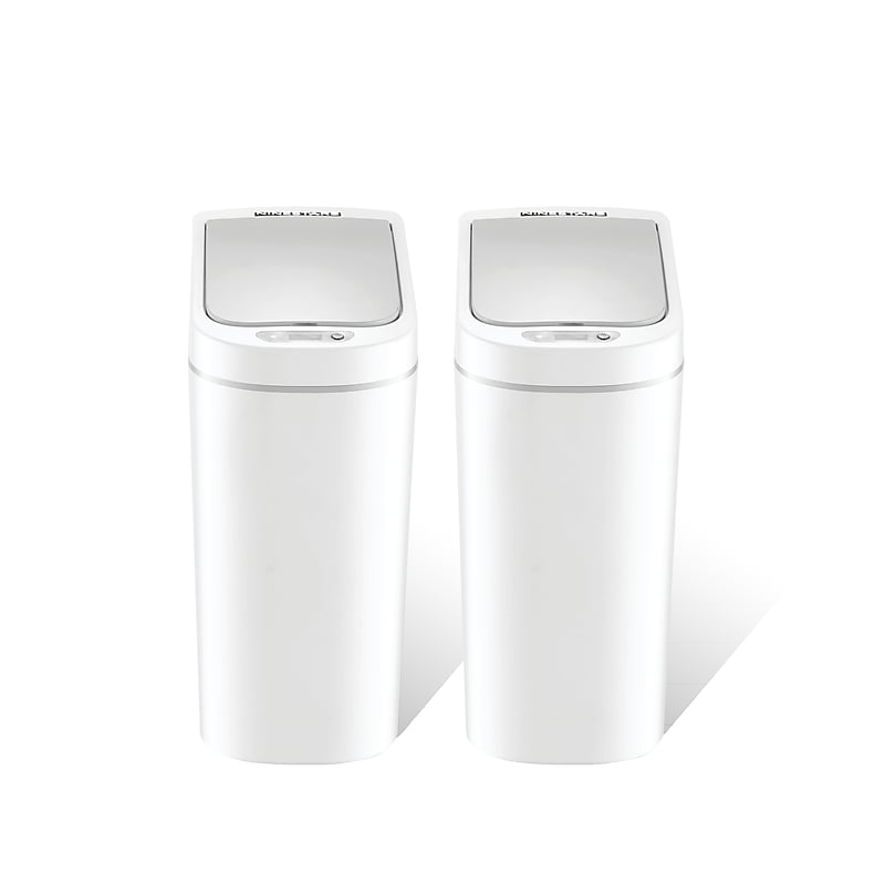 Nine Stars Trash Can Plastic Indoor Sensor Trash Can, 1.85 Gallon, White, 2/Pack (DZT-7-2B) image 1