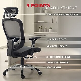 Staples Hyken XL Ergonomic Fabric Swivel Big & Tall Chair, Black