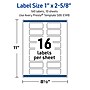 Avery Laser/Inkjet Rectangle Multipurpose Labels, 1" x 2-5/8", White, 160/Pack (S00EWB)~#|#~6E43E5AC-6BEF-4DD6-A7F2C3EF8C7E9C06_sc7