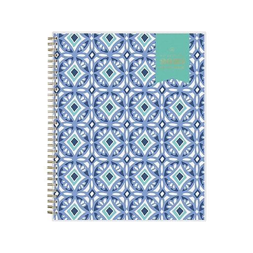 2025 Blue Sky Day Designer Tile 8.5" x 11" Weekly & Monthly Planner, Plastic Cover, Blue/White