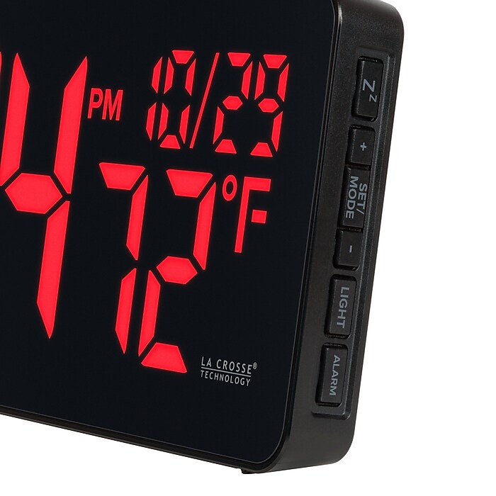 La Crosse Technology Red Digital LED Wall Clock with Indoor