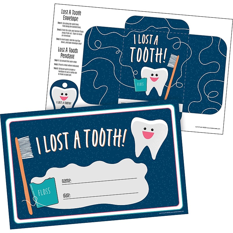 Barker Creek Lost a Tooth Awards & Envelopes, 8.5 x 5.5”, Multicolored, 30/Pack (441) image 1