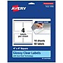 Avery Laser/Inkjet Square Glossy Labels, 4" x 4", Clear, 40 Labels/Pack (94100)~#|#~6E501537-A467-4D2E-A98A0431026F57F1_sc7