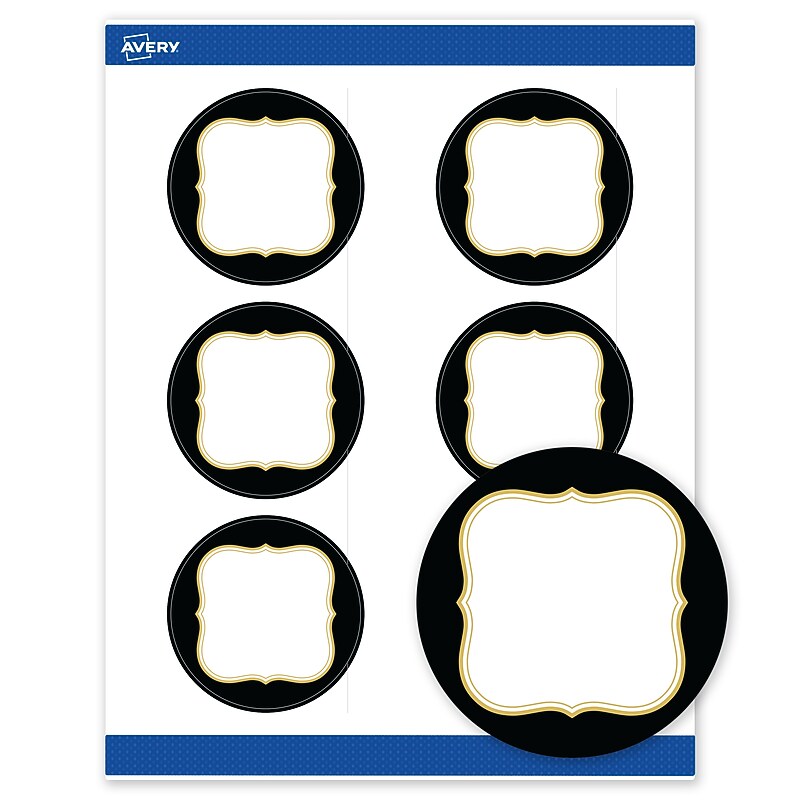 Avery Round Laser/Inkjet Multipurpose Labels, 3", White, 60/Pack (19479370887) image 1