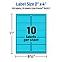 Avery Laser/Inkjet Multipurpose Labels, 2" x 4", Bright Blue, 10 Labels/Sheet, 10 Sheets/Pack (94207-BBP10)~#|#~6E606955-DAE6-43FA-957DF17F6E5EFA1A_sc7
