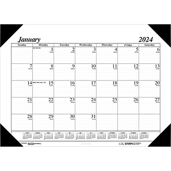 2024 House of Doolittle Economy 22" x 17" Monthly Desk Pad Calendar, White/Black (124-02-24)